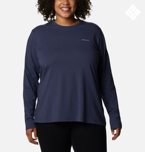 Women's Columbia Sun Trek Long Sleeve T Shirts Navy | Plus Size CA-QC8A0